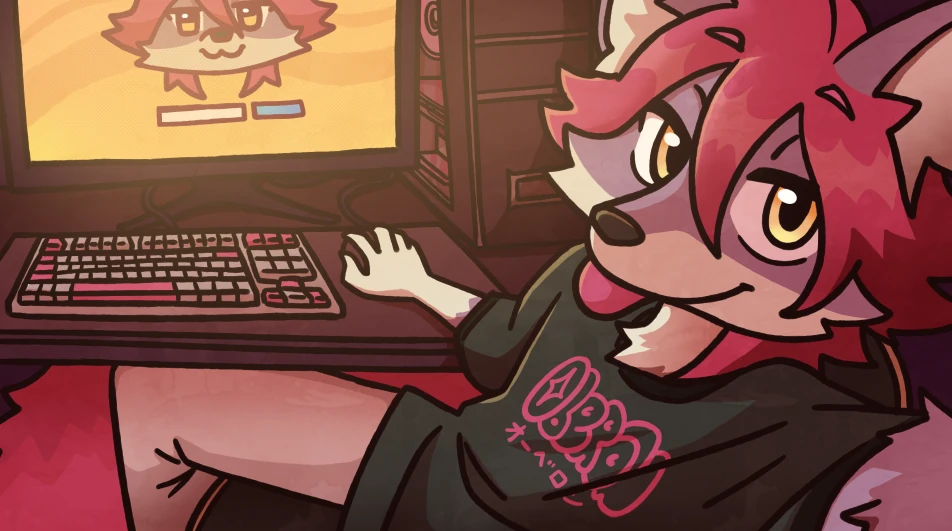 Oberon at his computer